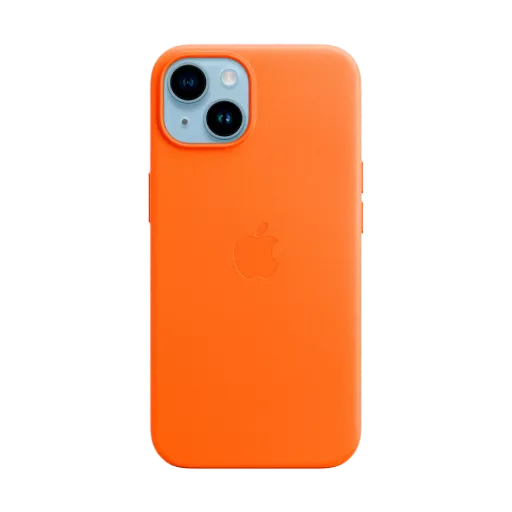 Husă APPLE din piele cu MagSafe pentru iPhone 14, Orange