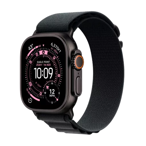 Apple Watch Ultra 3,  Black Alpine Loop, Large, 49mm, Qara