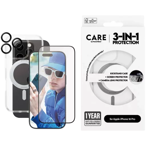 Case PANZERGLASS Feature 3-in-1 Ceramic Bundle with MagSafe Transparent for iPhone 16 Pro