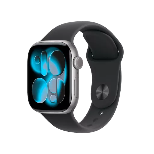 Apple Watch Series 11 GPS + Cellular,  Спортивний ремінець чорного кольору, S/M, 42mm, Space Grey Aluminium