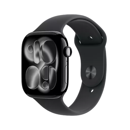 Apple Watch Series 11 GPS,  Черный спортивный ремешок, M/L, 46мм, Jet Black Aluminium