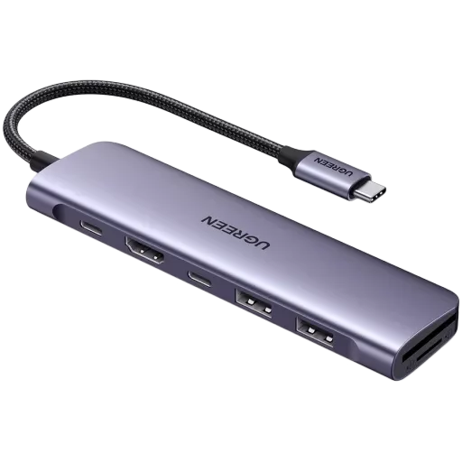 Docking Station UGREEN USB-C To HDMI+2*USB 3.0 A+ USB-C+SD/TF+PD Մոխրագույն
