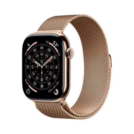 Apple Watch Series 11 GPS + Cellular,  Gold Milanese Loop, S/M, 46mm, Gold Titanium