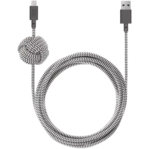 NATIVE UNION Кабель-переходник с USB на Lightning NIGHT, Зебра, 3м