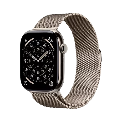 Apple Watch Series 11 GPS + Cellular,  Natural Milanese Loop, M/L, 46mm, Natural Titanium