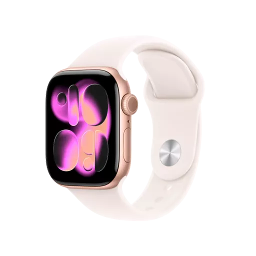 Apple Watch Series 11 GPS,  Светлый розовый спортивный ремешок, S/M, 42мм, Rose Gold Aluminium