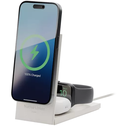 Бездротовий зарядний пристрій Native Union Rise 3-in-1 Qi2 Sandstone (RS-3IN1-SAN-INT)