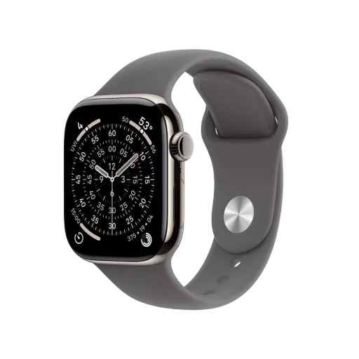 Apple Watch Series 11 GPS + Cellular,  Stone Grey Sport Band, S/M, 42mm, Natural Titanium