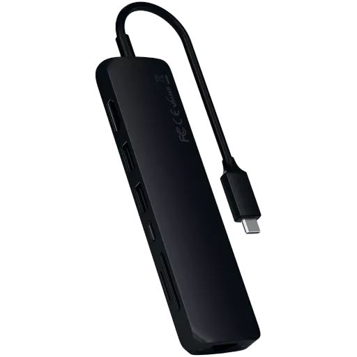 SATECHI  Aluminum Type-C Slim Multi-Port Adapter  Multiport Adapter Type-C Slim Multiport with Ethernet Adapter Սև