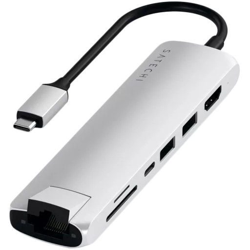 Multiport Adapter SATECHI  Aluminum Type-C Slim Multi-Port Adapter Type-C Slim Multiport with Ethernet Adapter Серебристый