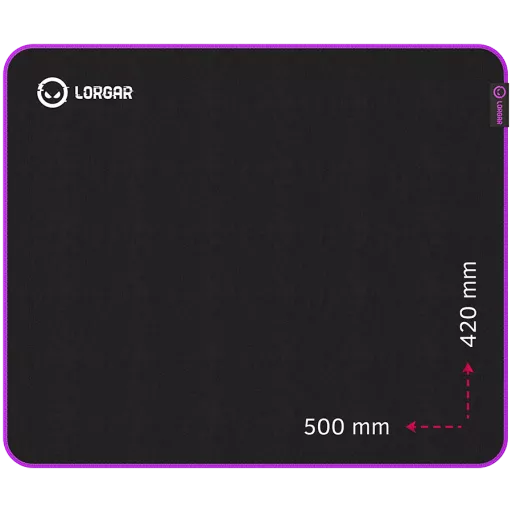 LORGAR Multispandex mousepad with purple rubber, Чёрный