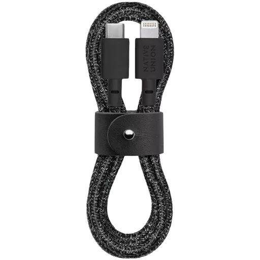 NATIVE UNION Кабель-переходник с USB-C на Lightning BELT 2 TYPE C, Чёрный, 1.2м