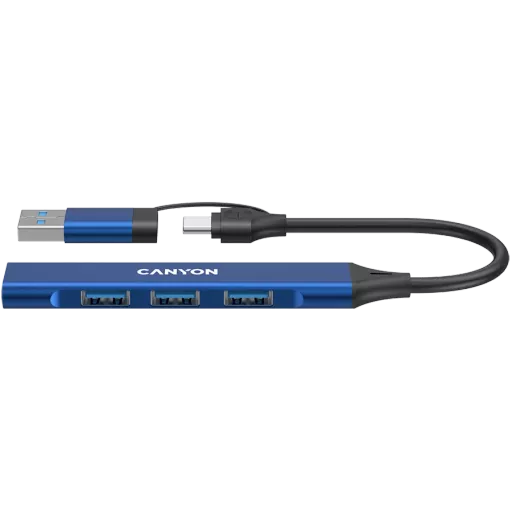 CANYON  DS-02  USB Хаб 4 Port USB-C Hub DS-02 Синий