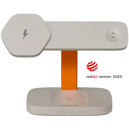 Беспроводное зарядное устройство CANYON, 24 Вт, Light Grey/Orange