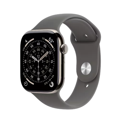Apple Watch Series 11 GPS + Cellular,  Stone Grey Sport Band, S/M, 46mm, Natural Titanium
