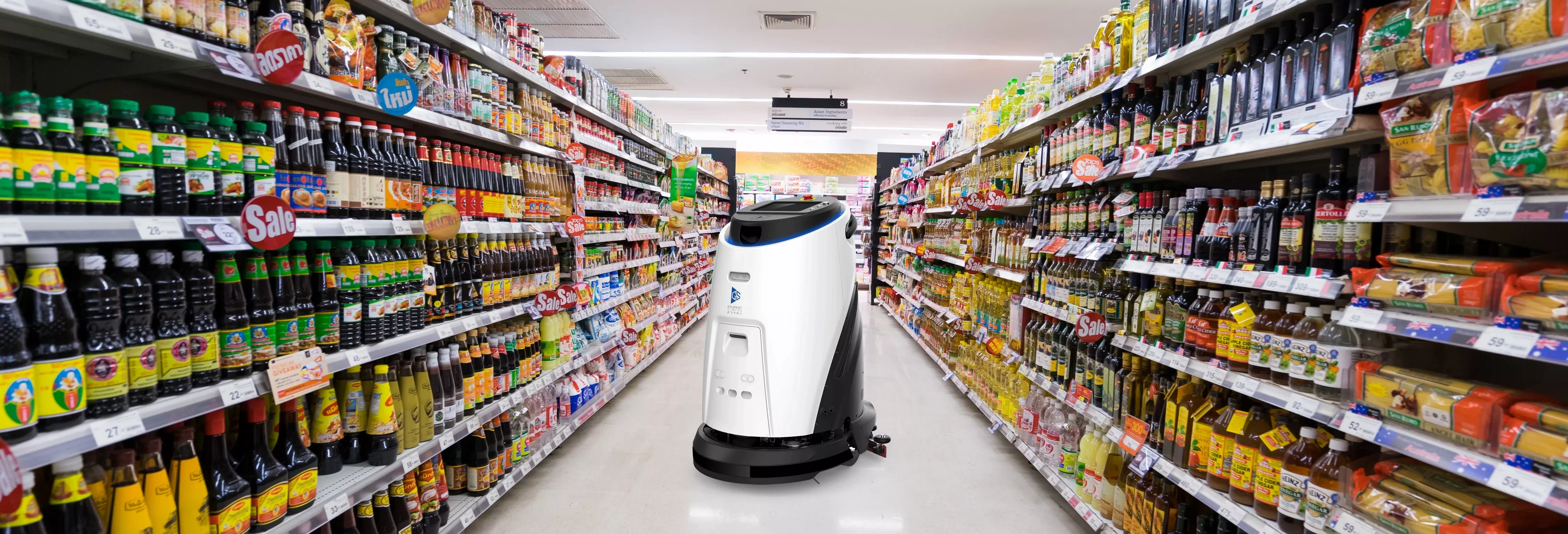 Robotic floor maintenance solution for supermarkets