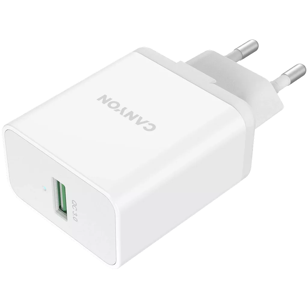 1-Port USB Wall/Travel Charger, Quick Charge 3.0, 5/9/12V DC