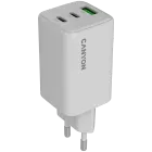 CANYON Power Adapter 3*USB/USB-C, 65 W, White 2*USB Type C, USB Type-A — Image №1