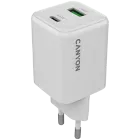 CANYON Power Adapter 2*USB/USB-C, 45 W, White USB Type C, USB Type-A — Image №1