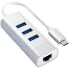 SATECHI  TYPE-C 2-IN-1 USB HUB WITH ETHERNET  Многопортовый адаптер  Серебристый — image №1