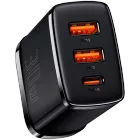 BASEUS Power Adapter 3*USB/USB-C, 30 W, Black 2*USB Type-A, USB Type C — Image №1