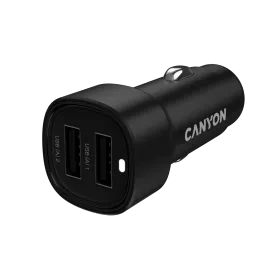 CANYON Car Adapter 2*USB Type A, 24 W, Black — Image №1