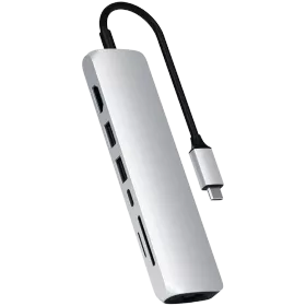 SATECHI  Hub slim Type-C multiport Ethernet  Multiport Adapter USB Hub slim Type-C multiport Ethernet Silver — Image №1