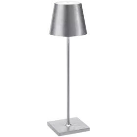 ZAFFERANO POLDINA PRO TABLE LAMP 111x380mm. SILVER LEAF 2.2W LED 185/203lm. — Изображение №1