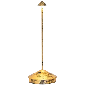 ZAFFERANO PINA PRO TABLE LAMP 105x290mm. BLACK CRACKLE GOLDEN LEAF 2.2W LED 173 — Εικών №1