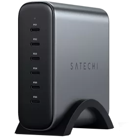 SATECHI Power Adapter 6*USB-C, 200 W, Space Gray — Image №1