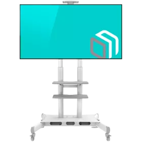 ONKRON Mobile TV Stand Rolling TV Cart for 50''-86'' Screens up to 105,9 kg, White VESA: 200x200 - 800x500 — Image №1