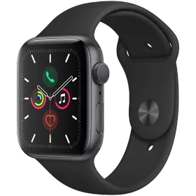 Refurbished Apple Apple Watch Series 5 GPS, 44χιλ., Διαστημικό γκρι, Μαύρο αθλητικό λουράκι, Grade B — Εικών №1