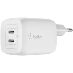 BELKIN Power Adapter 2*USB-C, 65 W, White — Image №1