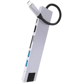 VLP Адаптер USB-C Multiport Hub 7 в 1 Күміс — image №1