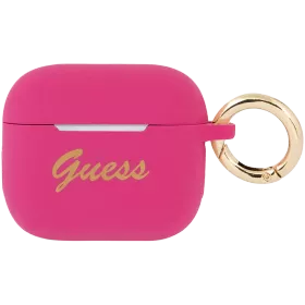GUESS Іс Silicone with ring Script logo  Қызғылт for AirPods (Gen3) — image №1