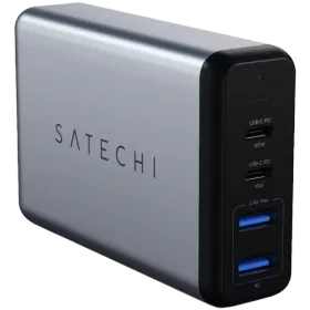 SATECHI Power Adapter 4*USB/USB-C, 75 W, Space Gray 2*USB 3.0 (Type A), 2*USB Type C — Image №1