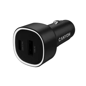 CANYON Car Adapter 2*USB/USB-C, 48 W, Black — Image №1