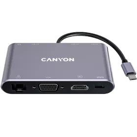 CANYON  DS-14  Multiport Adapter 8 in 1 USB C hub Dark Gray — Image №1