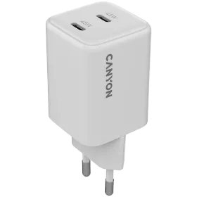 CANYON Προσαρμογέας ρεύματος 2*USB-C, 45 βατ, Λευκό — Εικών №1
