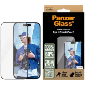 Защитное стекло PanzerGlass для iPhone 16 | 15 | Ultra-Wide Fit — Изображение №1