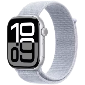Apple Watch Series 10 GPS, 46мм, Серебристый, Blue Cloud Sport Loop — Изображение №1