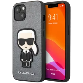 LAGERFELD Чехол Saffiano Ikonik Patch Серебристый для iPhone 13 — image №1