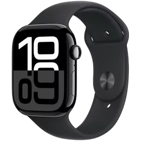 Apple Watch Series 10 GPS, 46мм, Оникс, Cпортивный ремешок чёрного цвета, M/L — Изображение №1