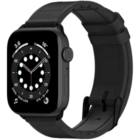 Ремешок SwitchEasy Hybrid для Apple Watch 7 41mm&1~6, SE 38/40mm. Материал: силикон/натуральная кожа. Цвет: черный — Изображение №1