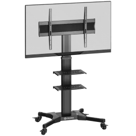 ONKRON Mobile TV Stand Rolling TV Cart for 32”-60”  up to 30 kg TVs w/ Shelves Wheels, Black VESA: 100x100 - 600x400 — Image №1