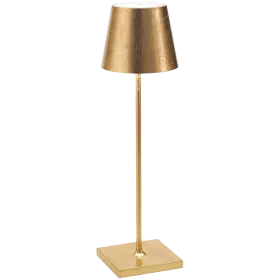 ZAFFERANO POLDINA PRO TABLE LAMP 111x380mm. GOLDEN LEAF 2.2W LED 185/203lm. — Изображение №1