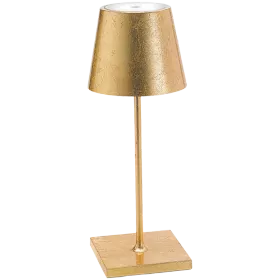 ZAFFERANO POLDINA MINI PRO TABLE LAMP 111x300mm. GOLDEN LEAF 2.2W LED 185/203 lm. — Image №1