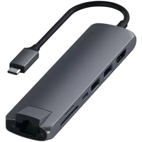 SATECHI  Aluminum Type-C Slim Multi-Port Adapter  Multiport Adapter Type-C Slim Multiport with Ethernet Adapter сұр кеңістік — image №1