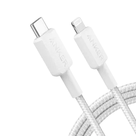 Καλώδιο USB-C σε Lightning ANKER, Πλεκτό, 0.9 μετρητής, Λευκό — Εικών №1