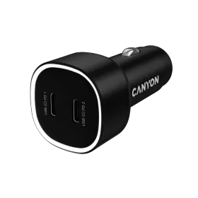 CANYON Car Adapter 2*USB-C, 60 W, Black — Image №1